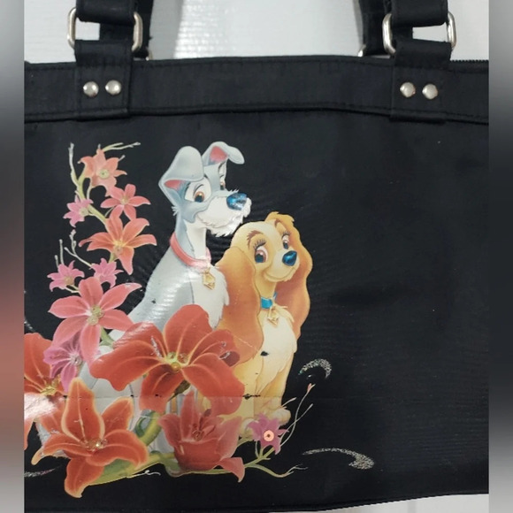 Disney Lady and The Tramp Black Nylon Shoulder Bag/Purse - Picture 3 of 15